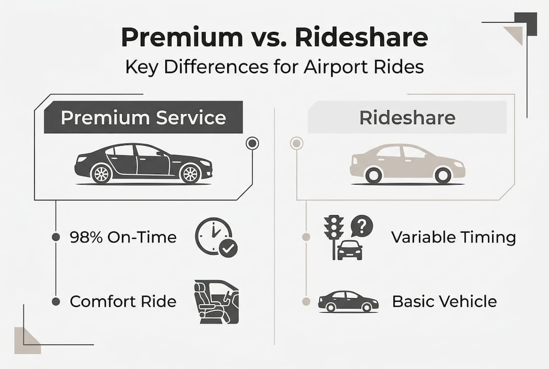 Infographic compares premium and rideshare airport rides