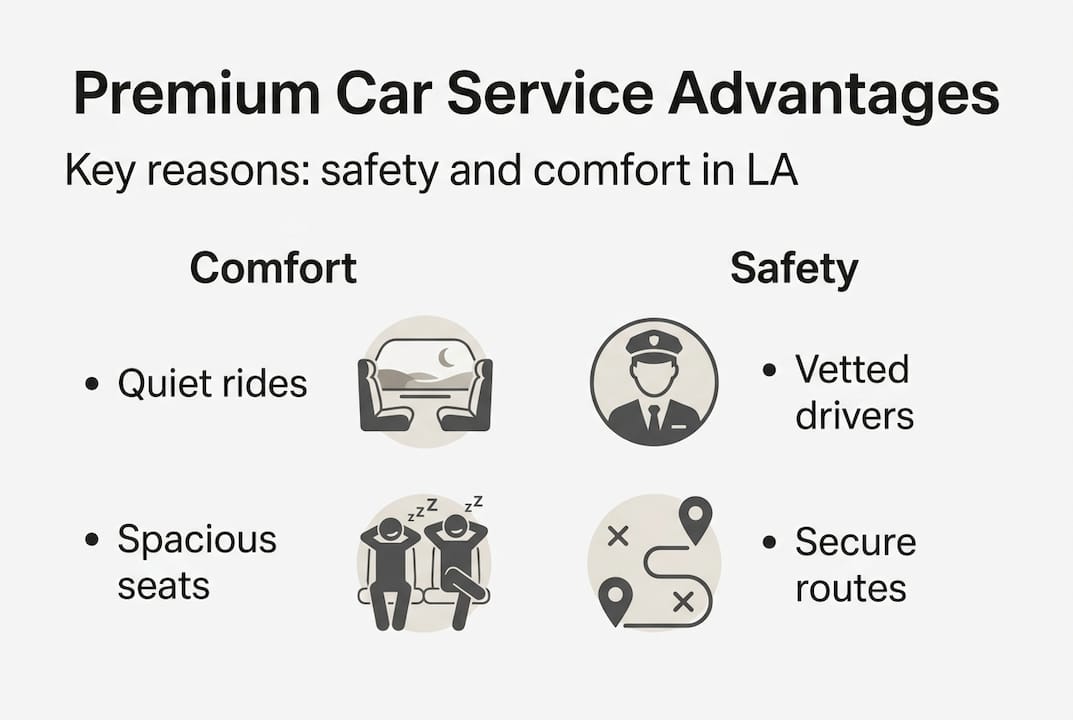 Infographic showing LA car service safety and comfort