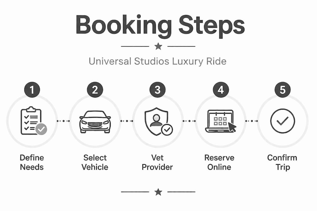 Infographic showing booking steps for luxury car service