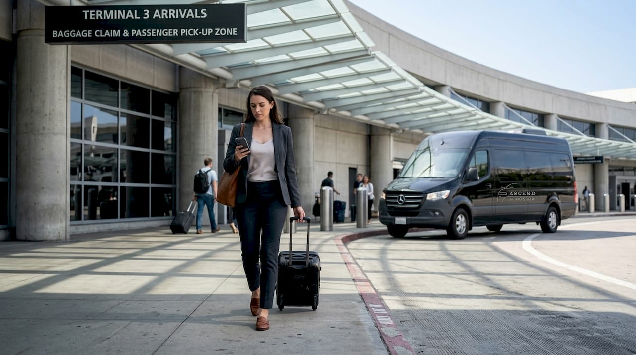 Traveler at LAX airport pickup zone