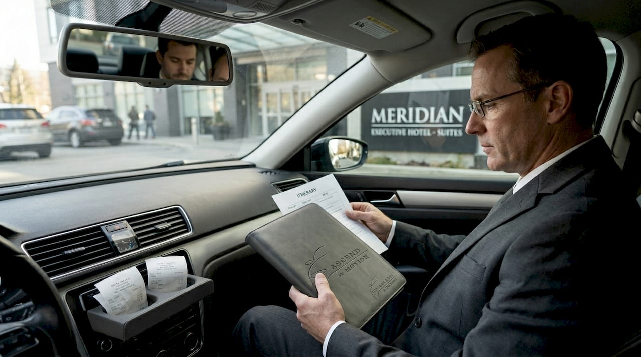 Chauffeur waiting with business itinerary