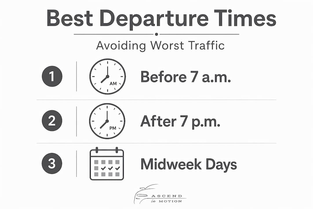 Infographic showing best traffic departure times
