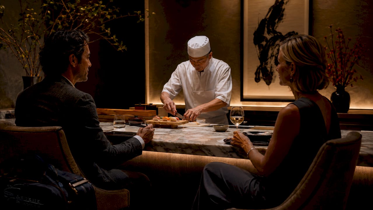 Couple enjoying private omakase dining in LA
