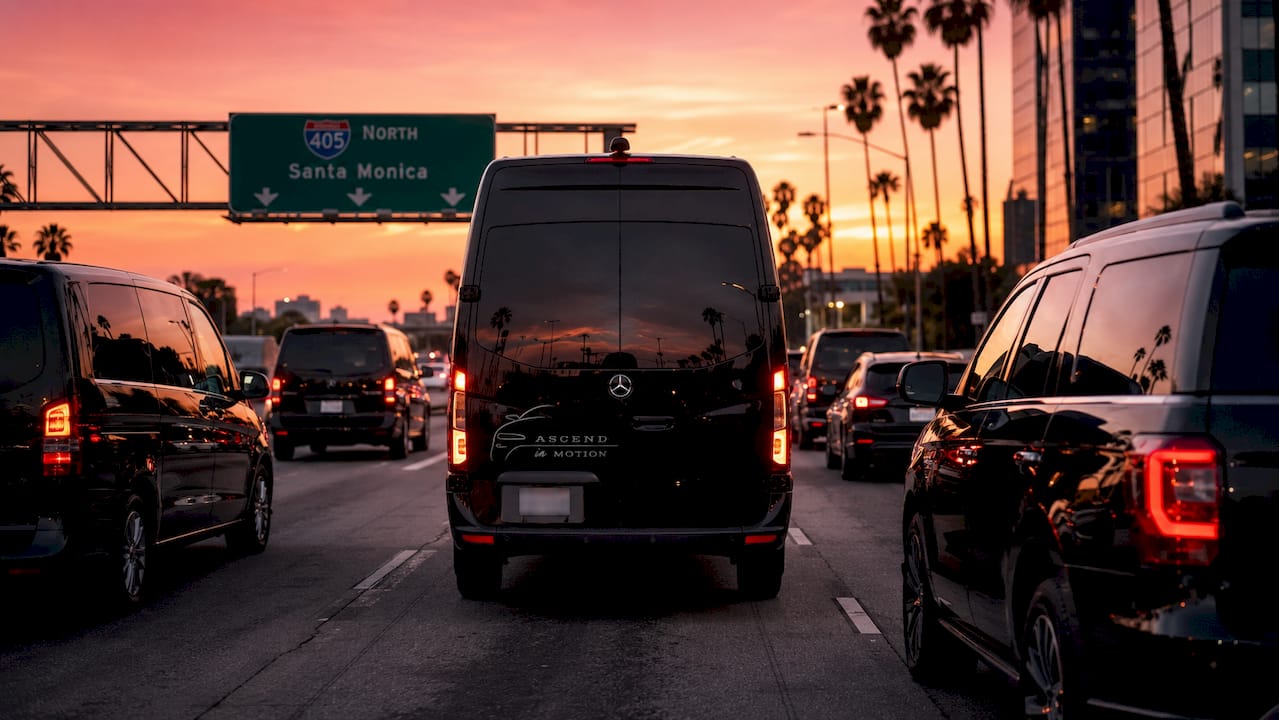 Congested I-405 freeway with Ascend in Motion Sprinter