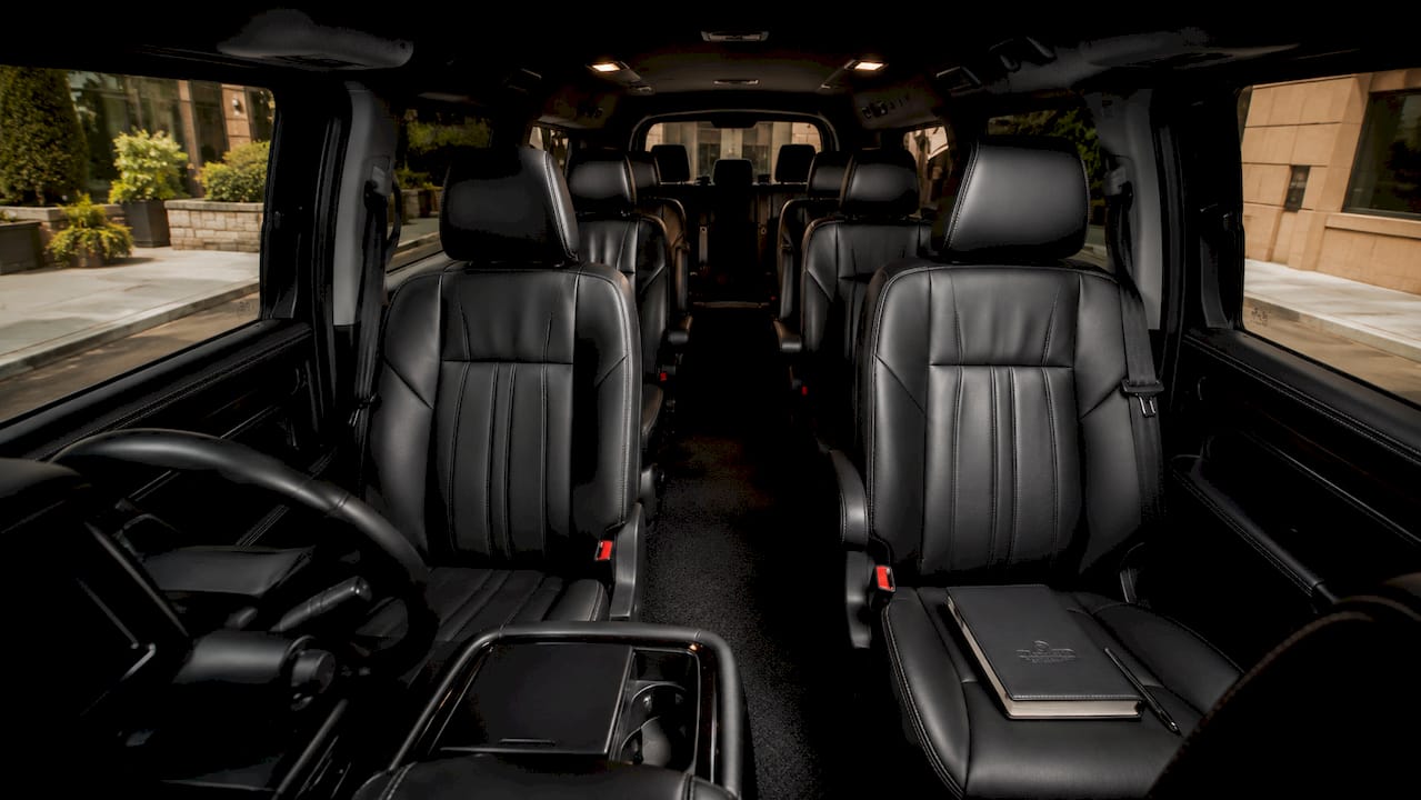 Interior of Ascend in Motion black minivan
