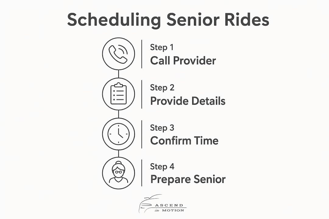 Infographic of senior transportation scheduling steps