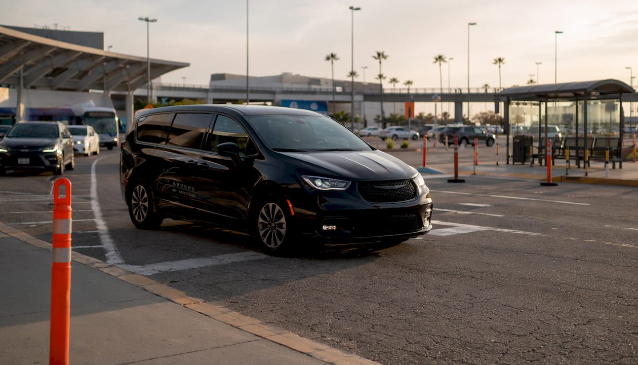 Ascend in Motion minivan at LAX-it rideshare pickup zone