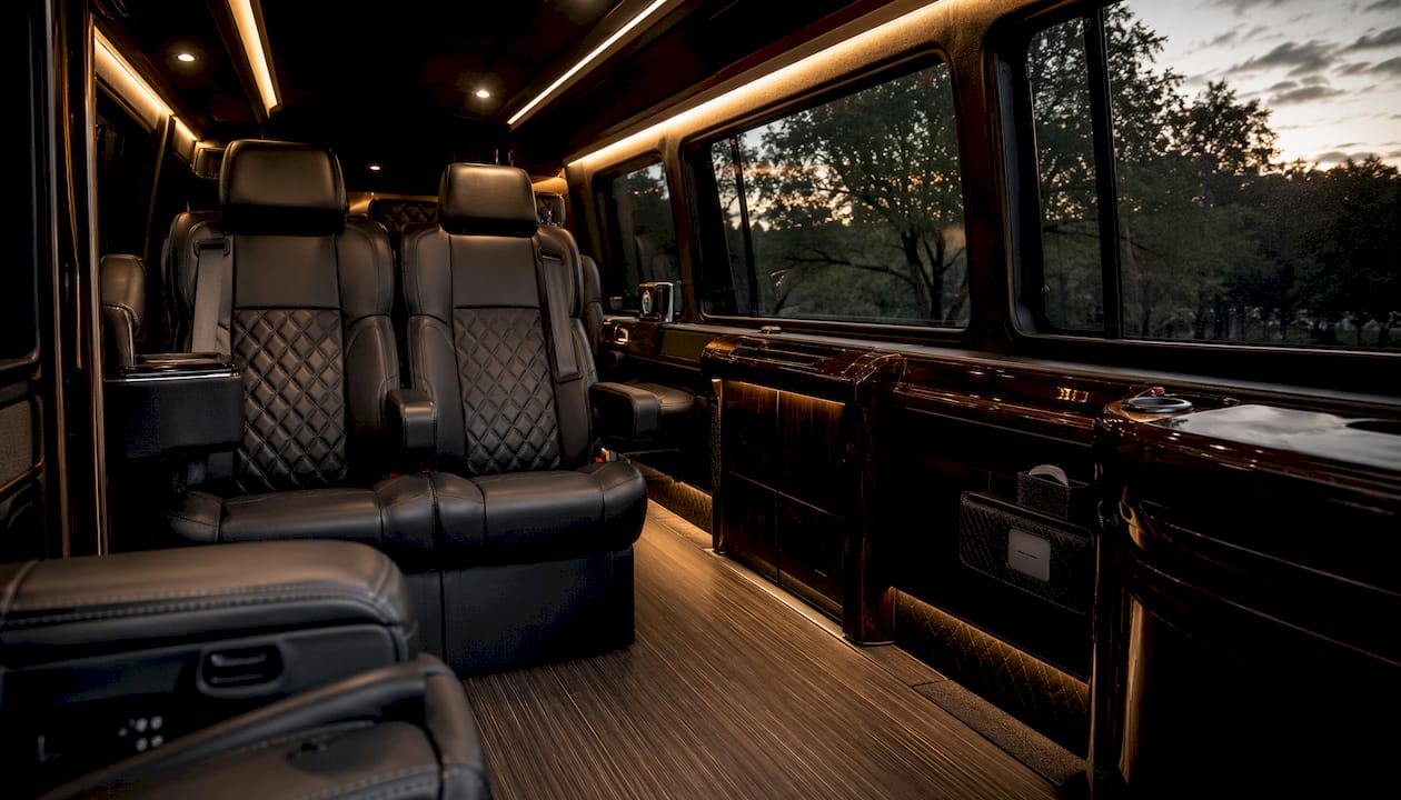 Clean interior dashboard of Ascend in Motion Mercedes-Benz Sprinter