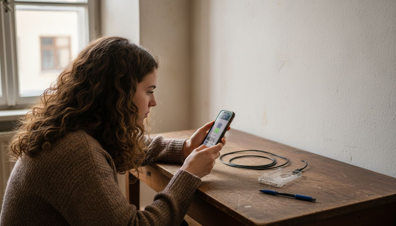 Eine Frau überprüft ihr Smartphone