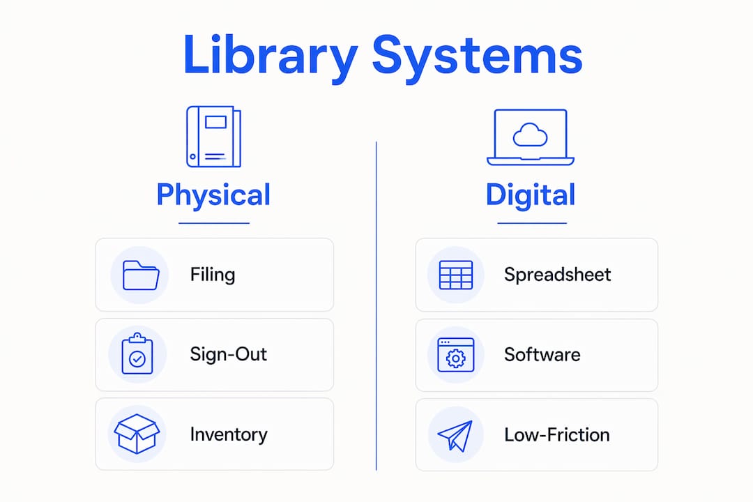 Infographic comparing physical and digital church music systems