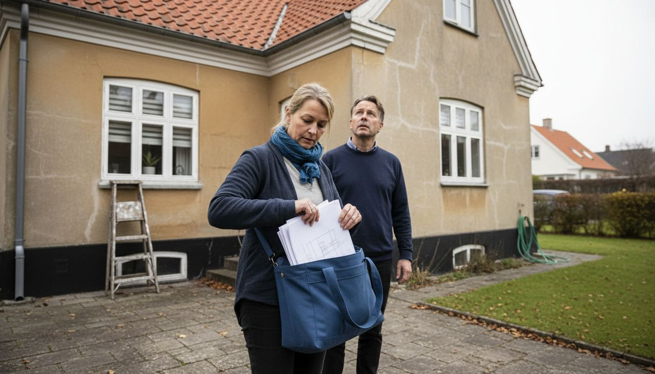 Villaen er i fuld gang med at få opdateret både facade, tag og vinduer.