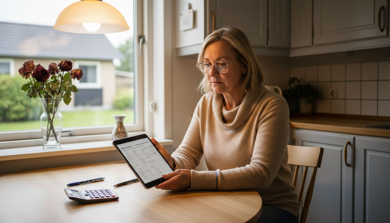 Kvinde med egen bolig tjekker priser på tømrerarbejde
