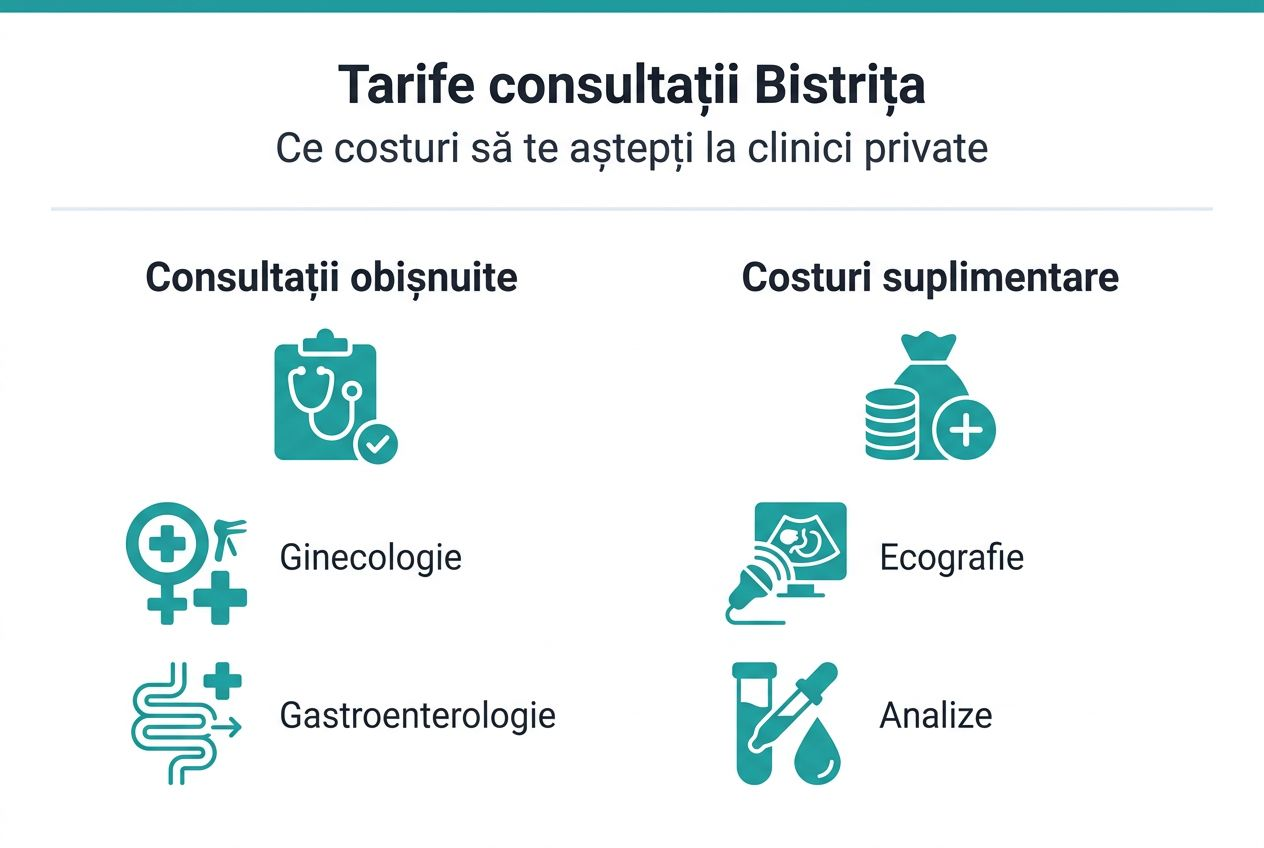 Prezentare grafică a tarifelor pentru consultații medicale în Bistrița