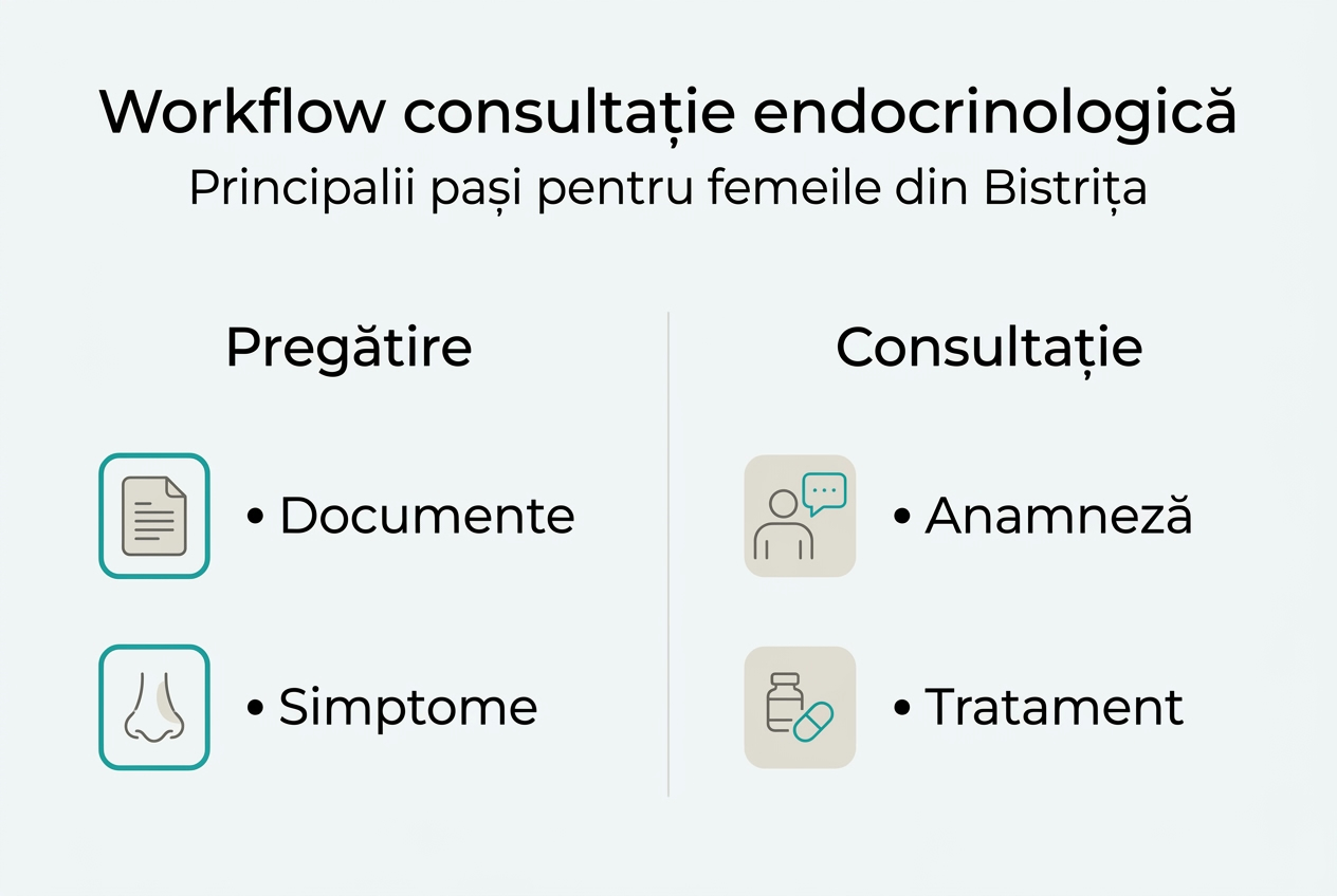 Infografic: etapele-cheie ale unei consultații la endocrinolog