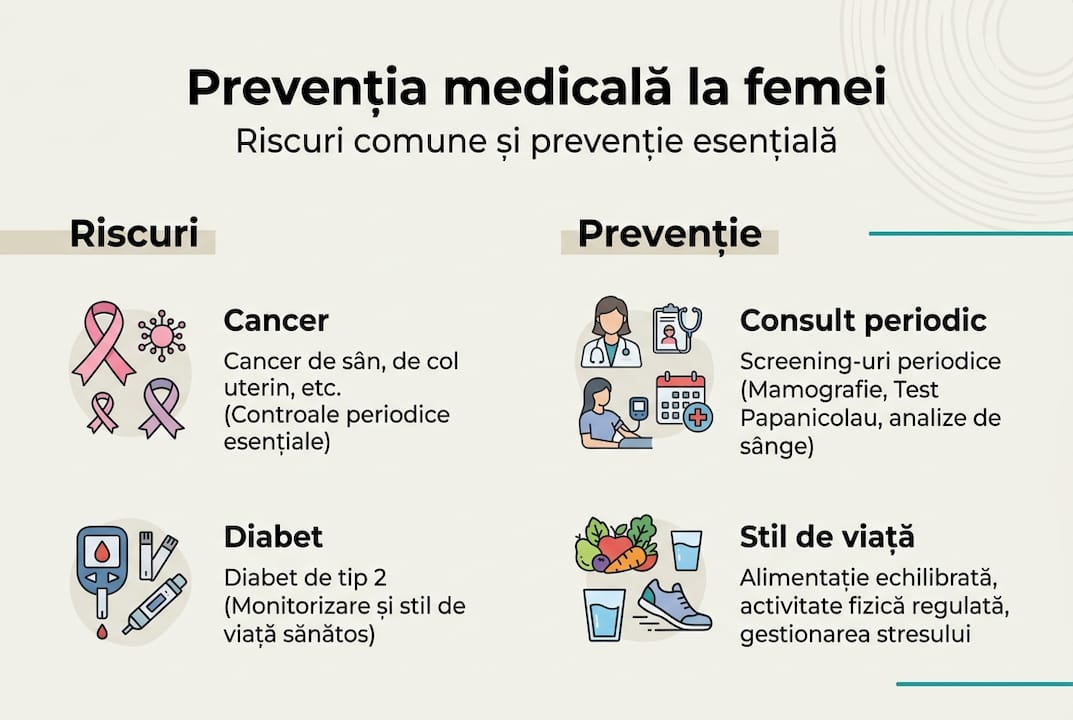Infografic: cum pot femeile să prevină problemele de sănătate și la ce riscuri ar trebui să fie atente