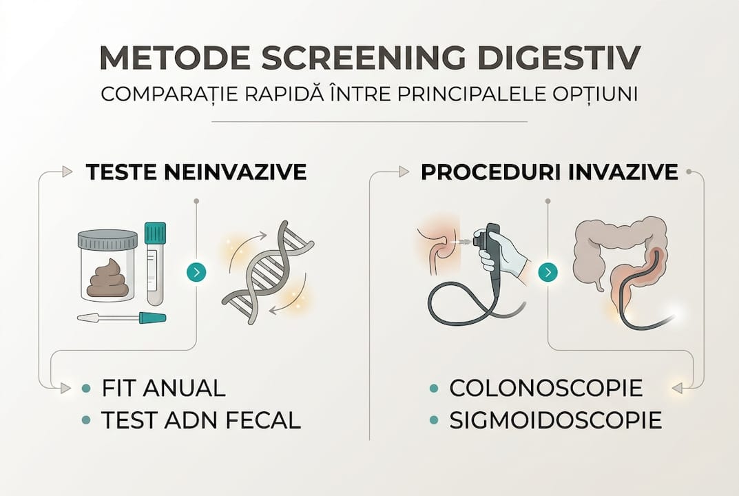 Infografic: principalele metode de screening pentru sănătatea digestivă
