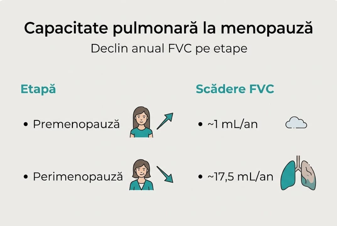 Infografic: Cum scade capacitatea pulmonară odată cu instalarea menopauzei
