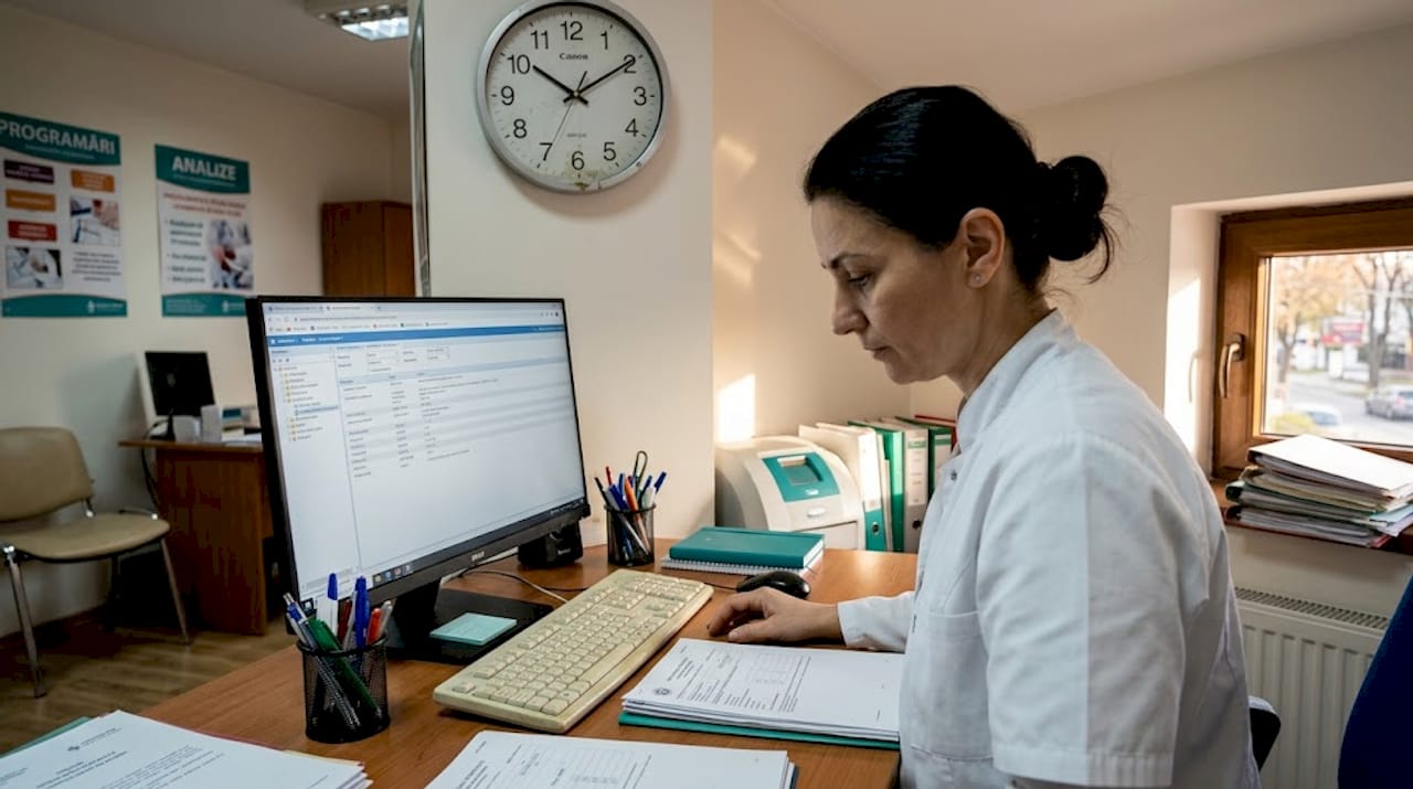 Medicul studiază atent rezultatele analizelor urologice