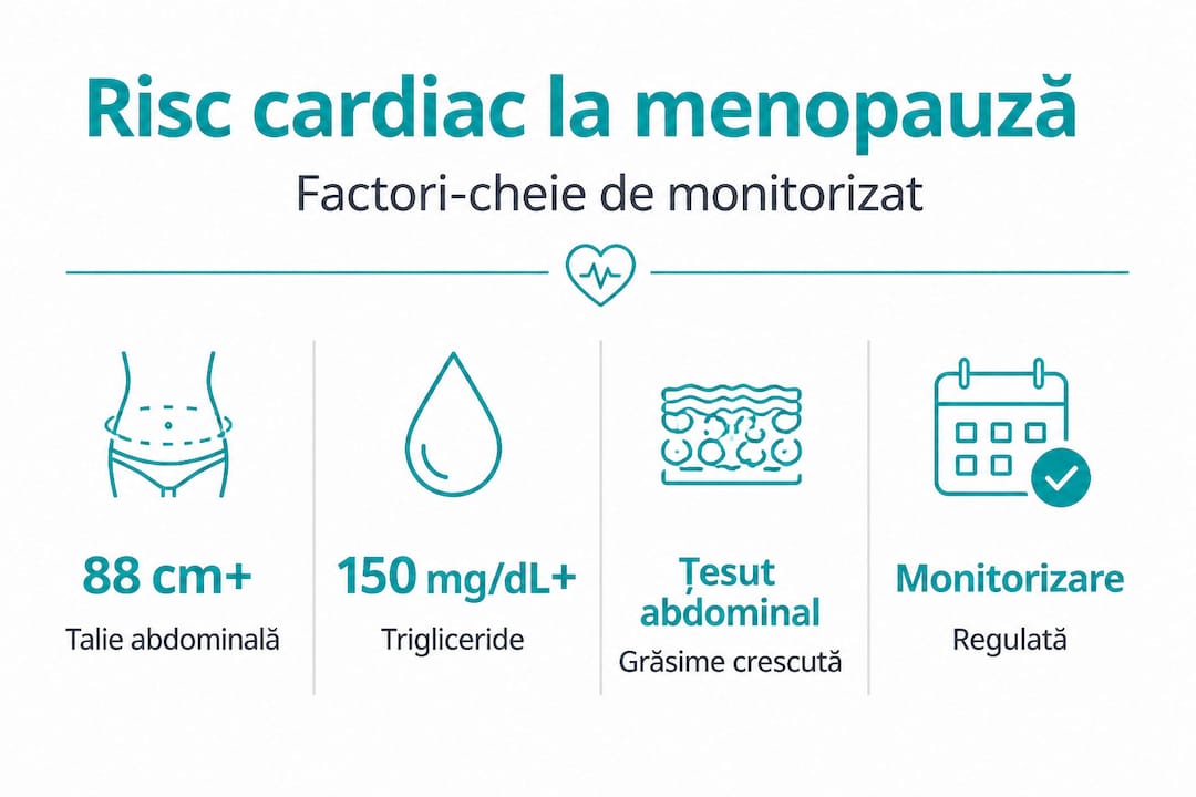 Infografic: riscul afecțiunilor cardiace la menopauză – principalii factori de care să ții cont