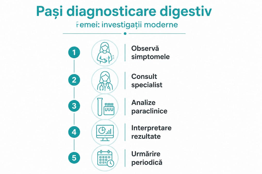 Ghid vizual: Etapele investigațiilor digestive la femei
