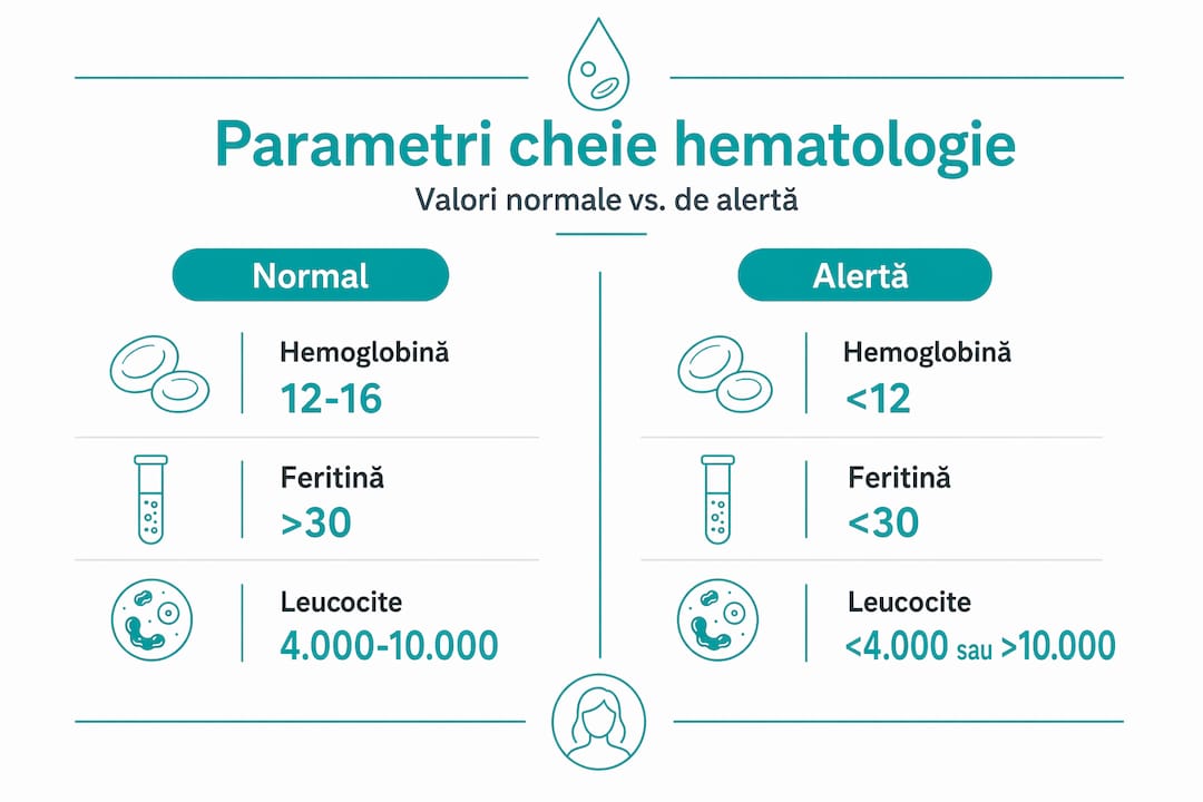 Infografic: limite normale și valori de alertă pentru parametrii hematologici