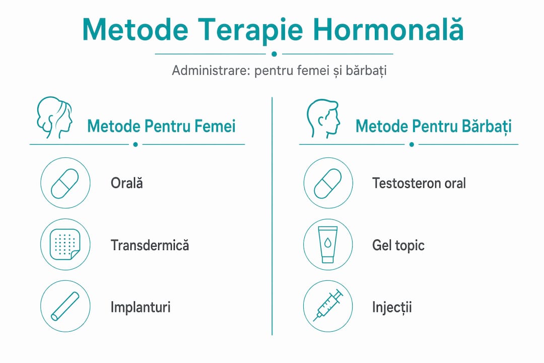 Infografic: Cum se administrează terapia hormonală – principalele metode
