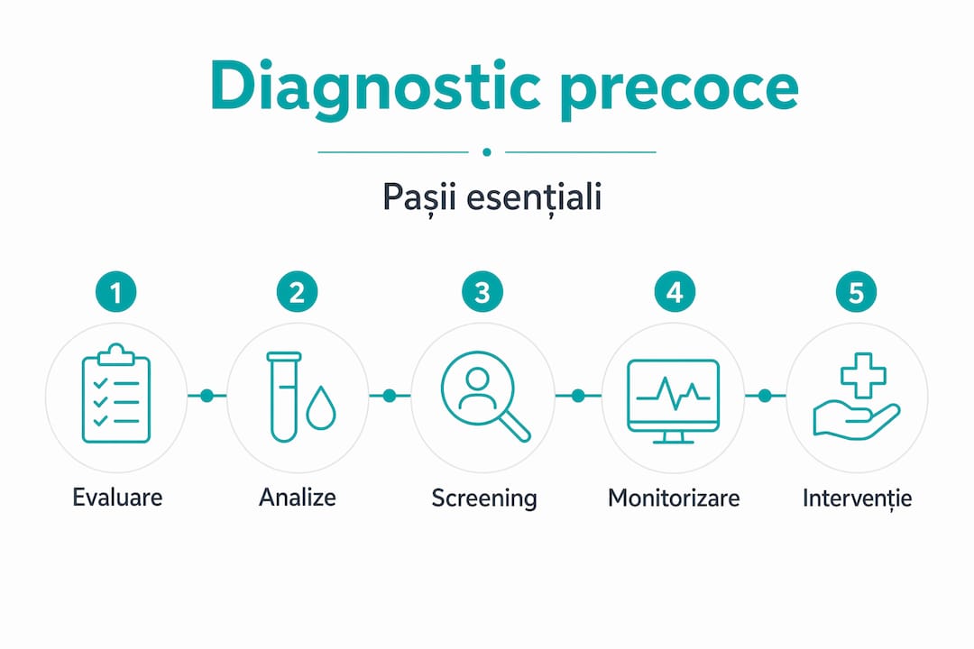 Infografic cu pașii esențiali pentru depistarea timpurie a bolii