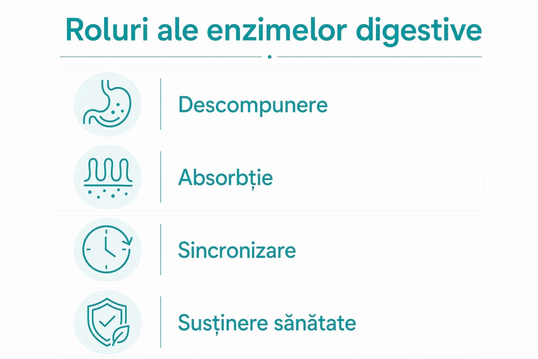Infografic: Cum acționează enzimele digestive și ce rol au în procesul digestiei