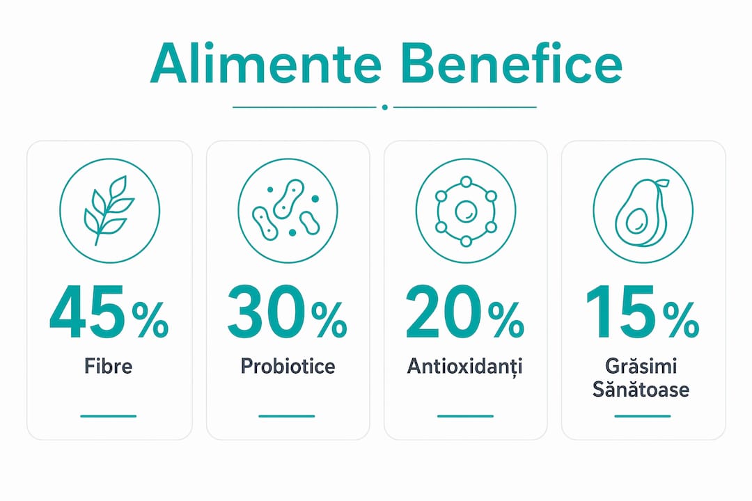 Vizualizare grafică a procentelor alimentelor care susțin o digestie sănătoasă