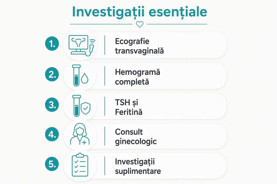 Infografic: cum identificăm corect cauzele sângerărilor uterine – pașii esențiali pentru un diagnostic precis