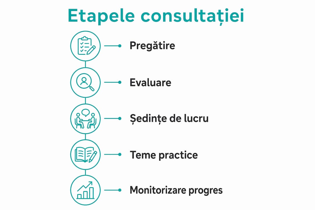 Infografic: cum decurge o sesiune la psiholog, pas cu pas