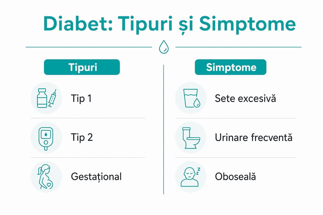 Infografic: care sunt principalele tipuri de diabet și cele mai frecvente simptome