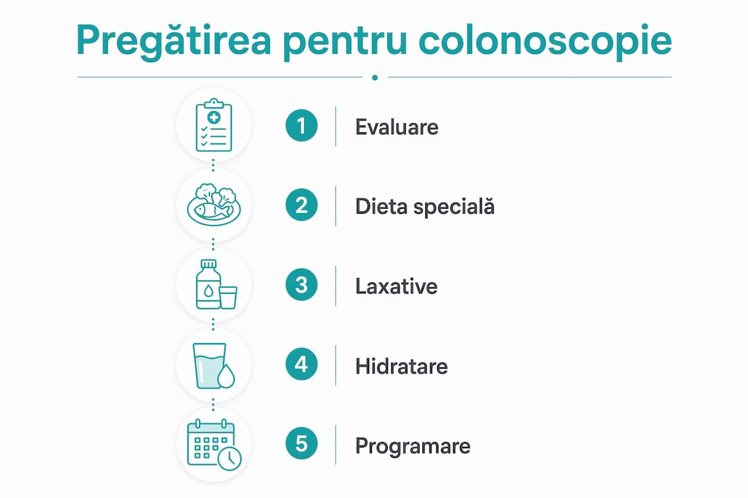 Infografic: Ce trebuie să faci înainte de colonoscopie – pașii esențiali pentru o pregătire corectă