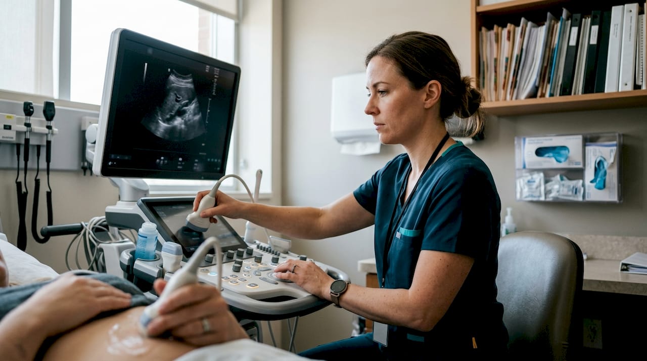Un specialist efectuează o ecografie pentru a depista endometrioza.