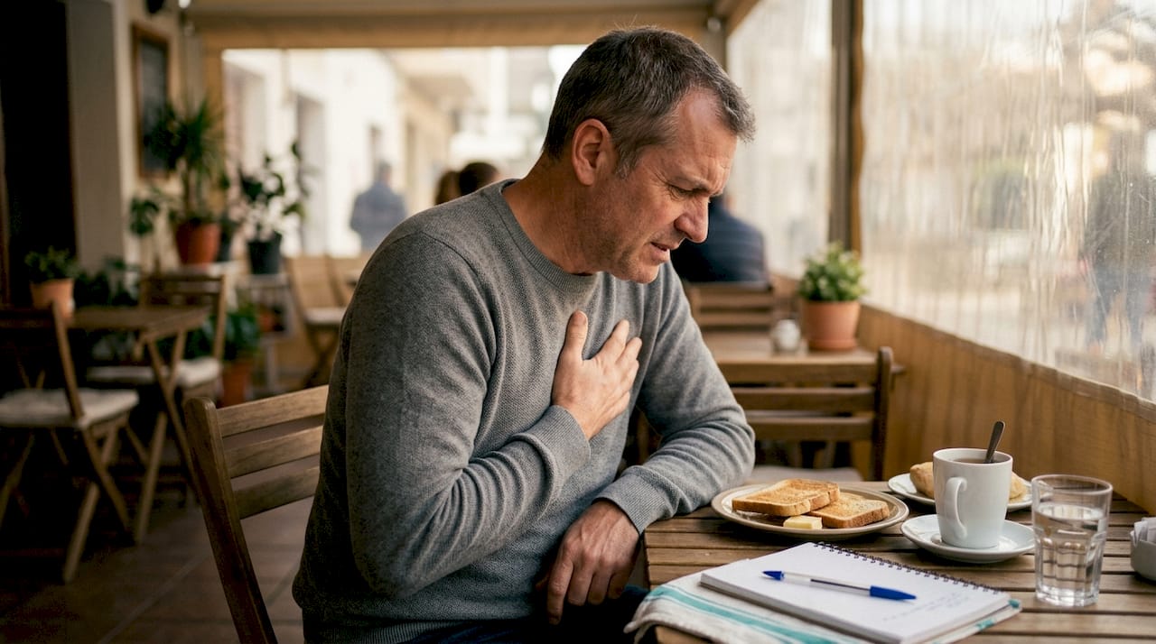 Pacientul se confruntă acasă cu disconfort cauzat de reflux biliar.