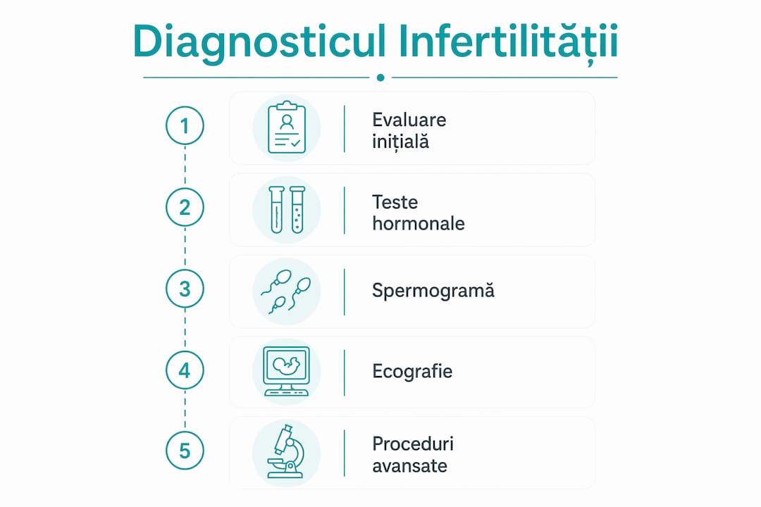 Infografic: pașii de urmat în diagnosticarea infertilității secundare