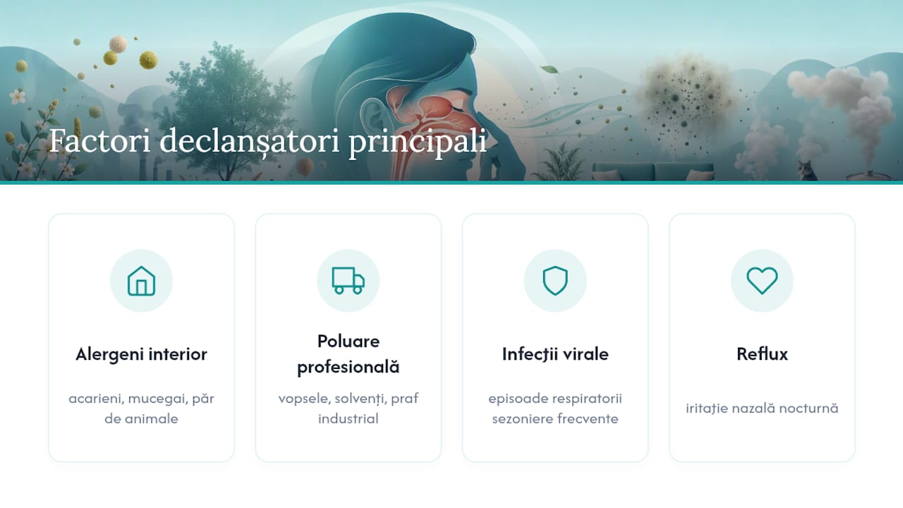 Infografic cu factorii care declanșează sinuzita cronică