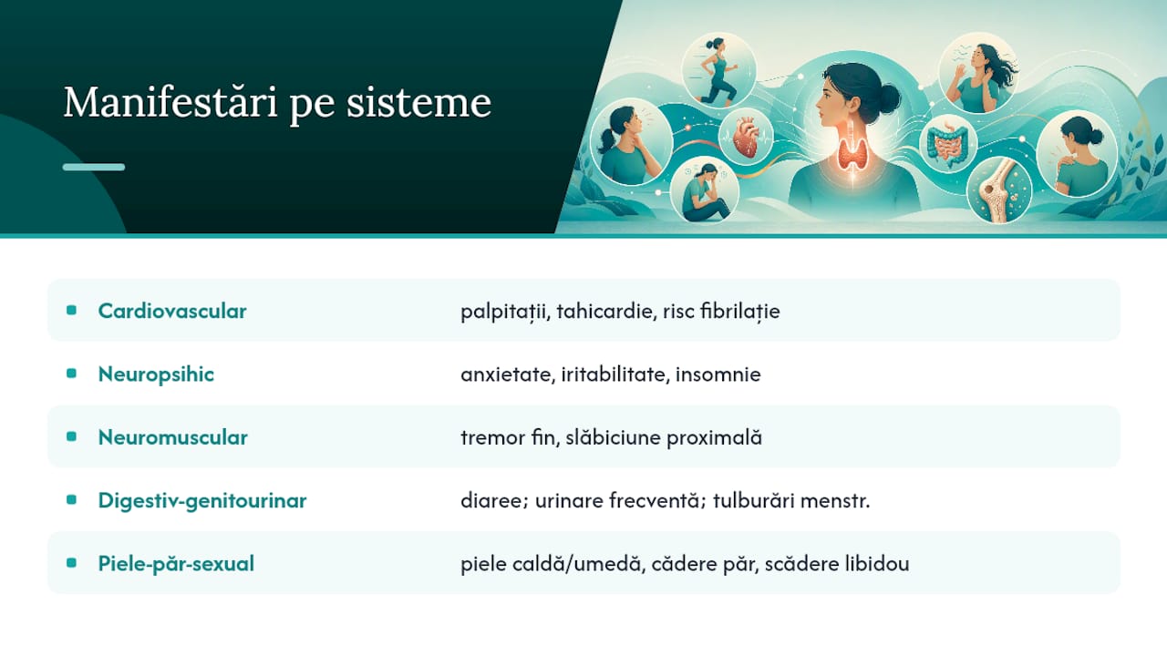 Simptomele hipertiroidismului în diverse sisteme