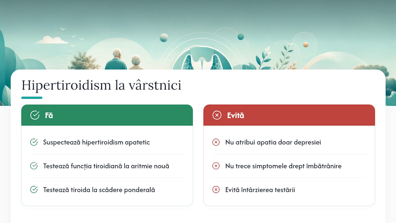 Hipertiroidismul la vârstnici: forma atipică și riscul de diagnostic întârziat — overview diagram