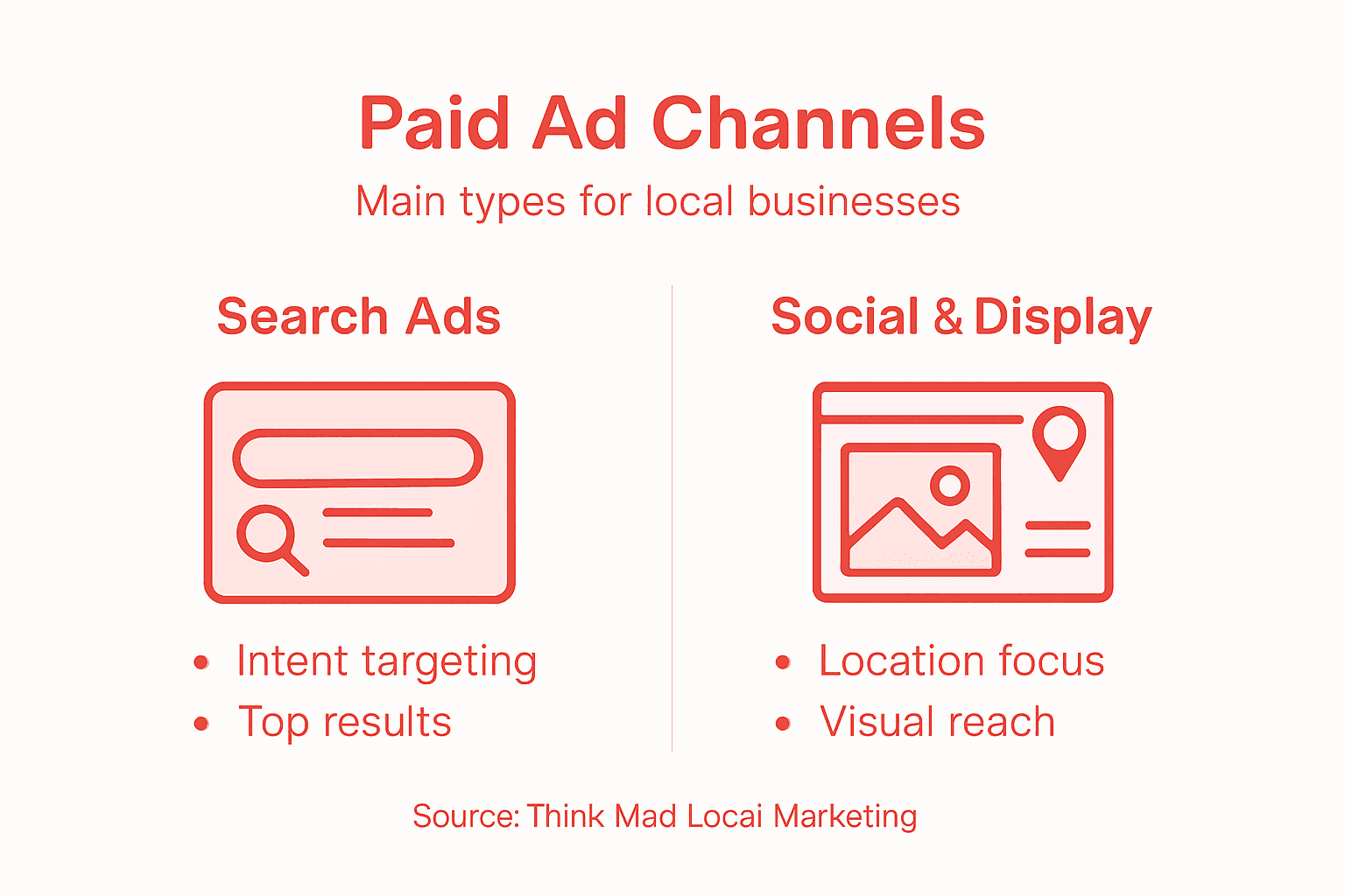 Infographic summarizing paid ad channel types