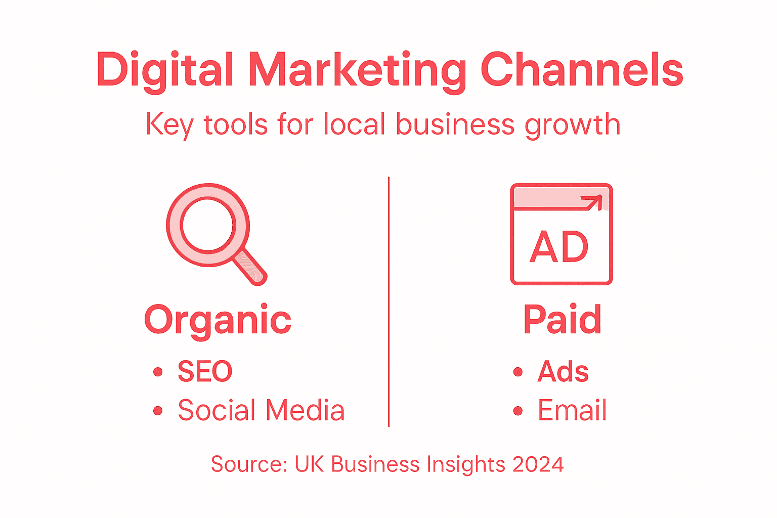 Infographic showing digital marketing types