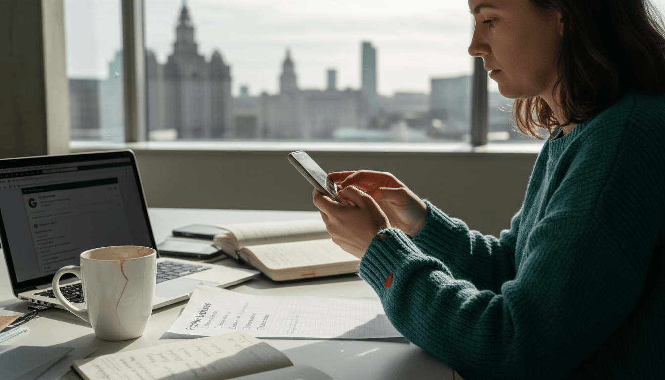 Woman uploading business photos at workspace