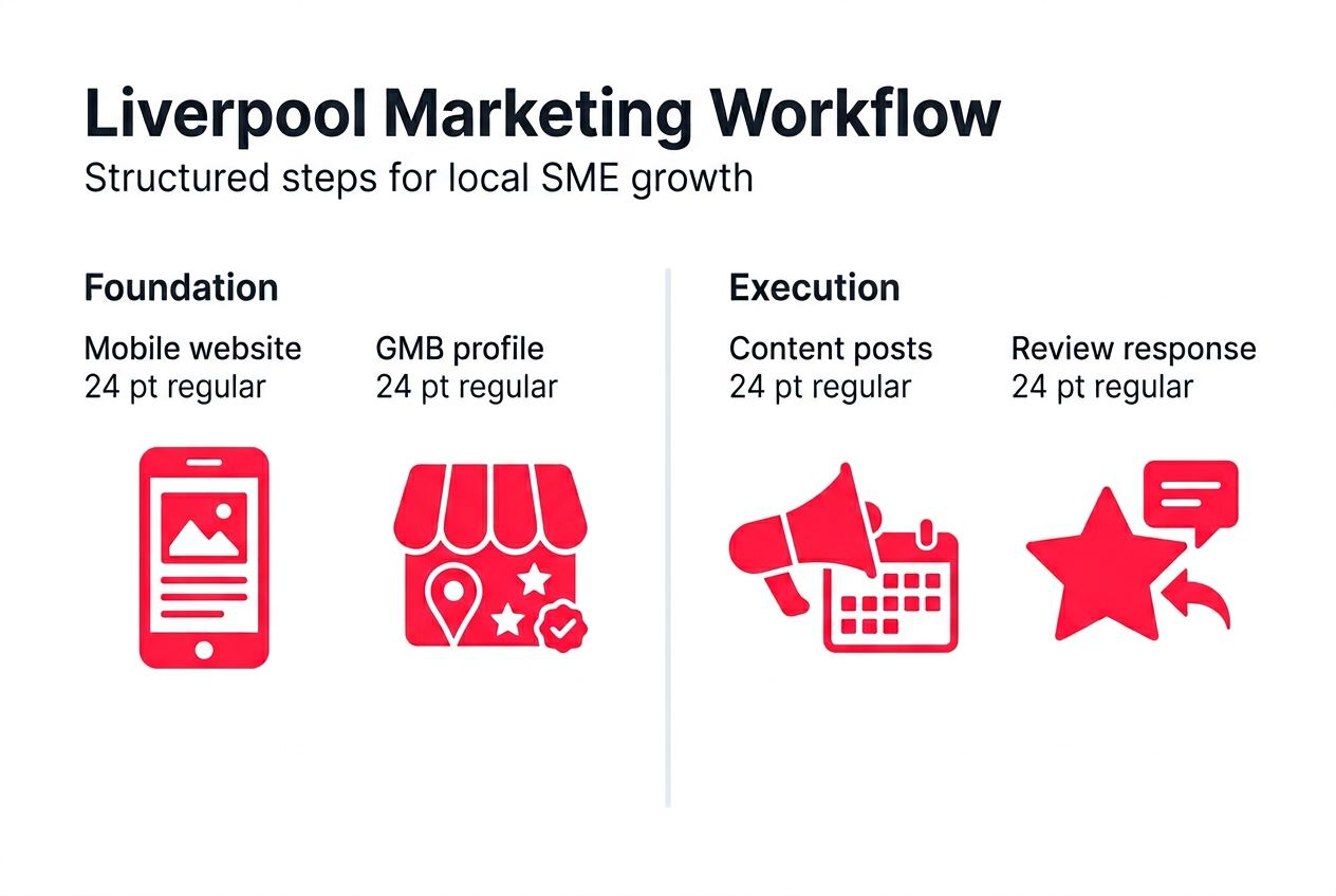 Infographic showing Liverpool SME marketing workflow