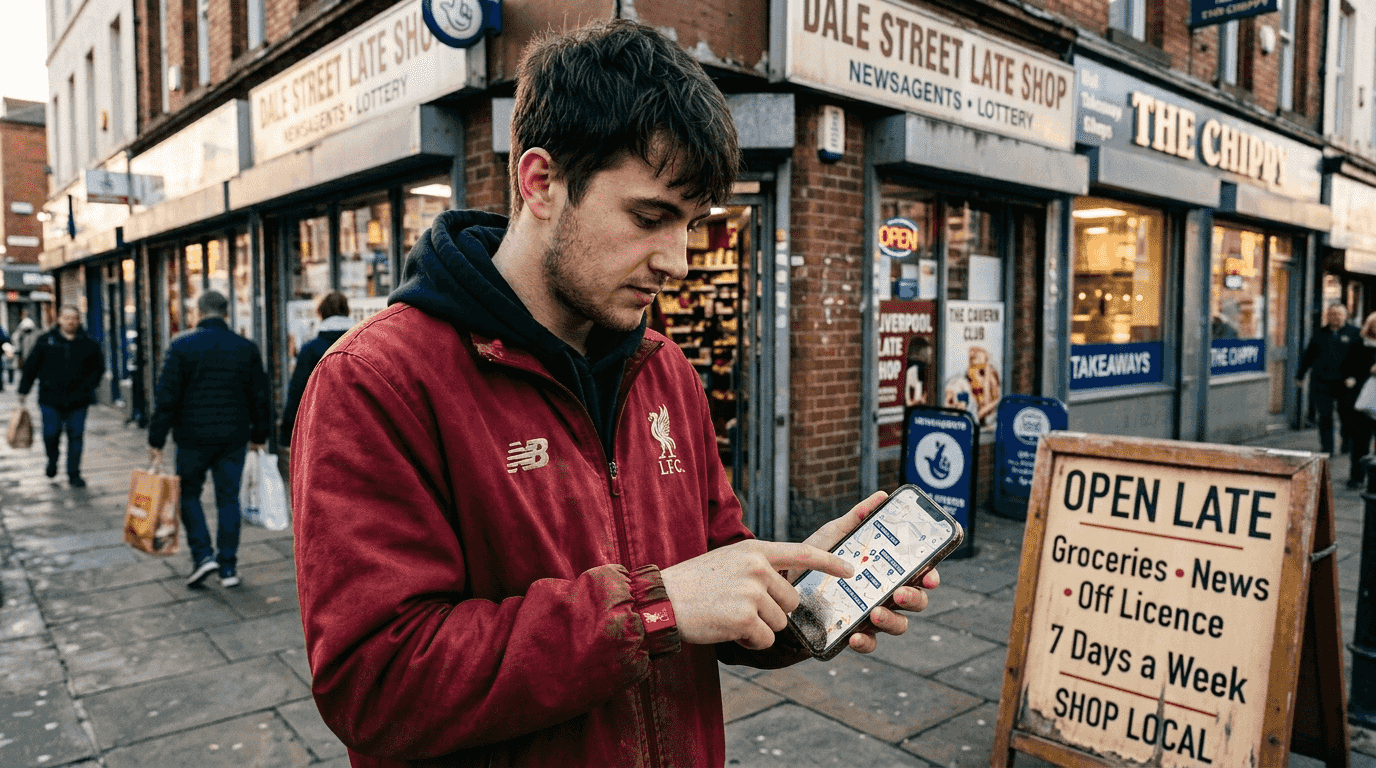 User engaging with Liverpool-targeted digital ad