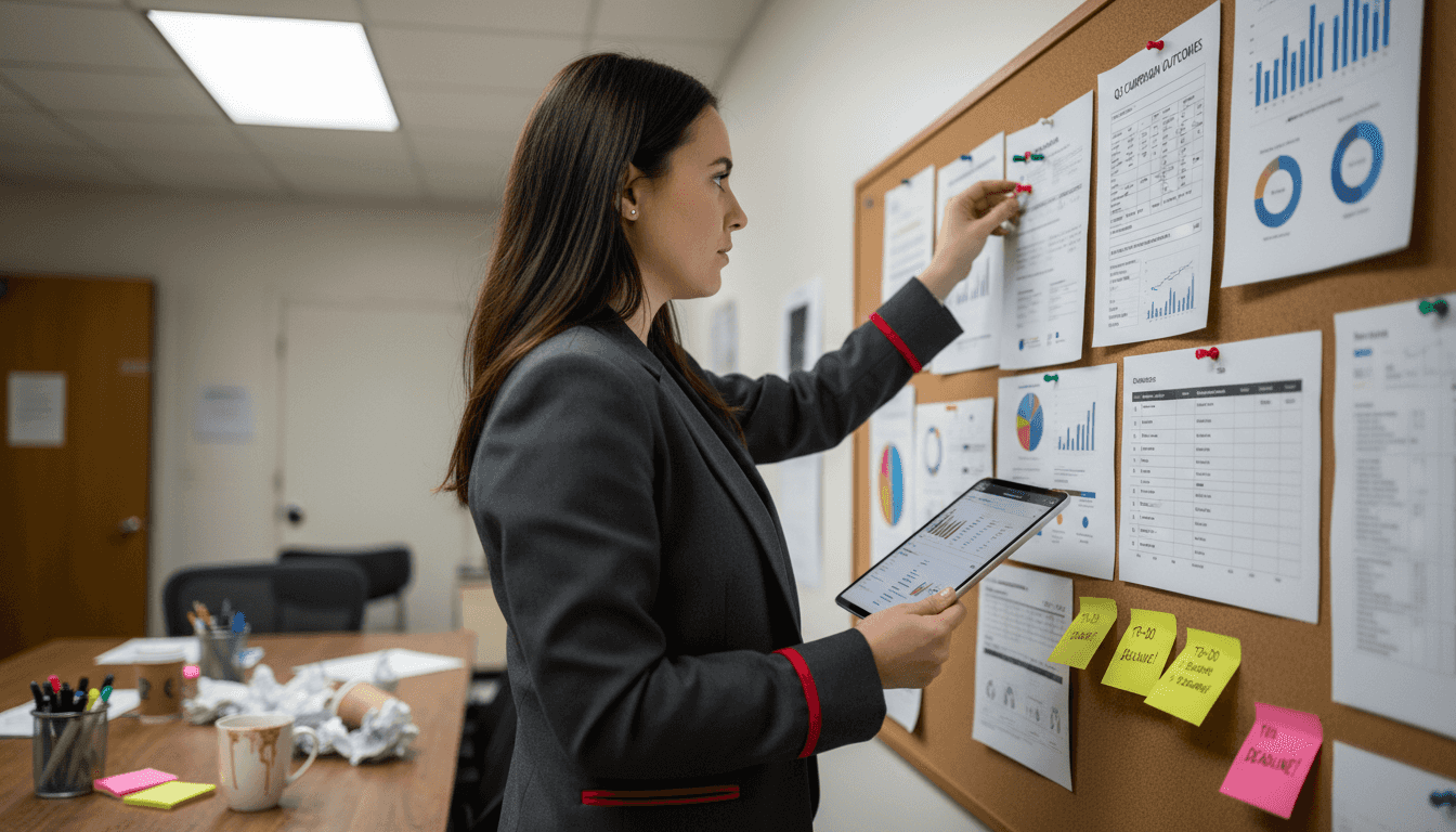 Marketing manager reviewing campaign performance