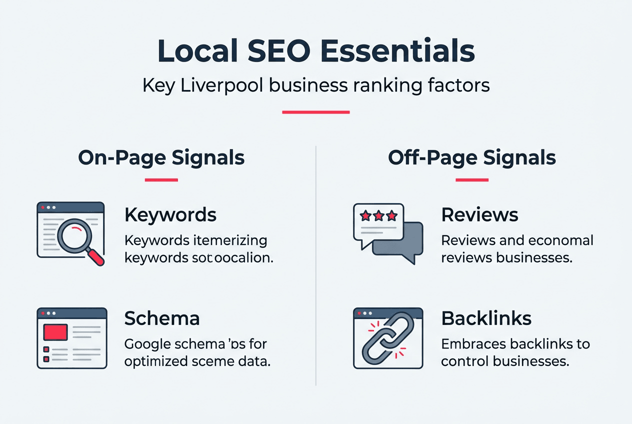 Infographic showing main Liverpool SEO ranking factors
