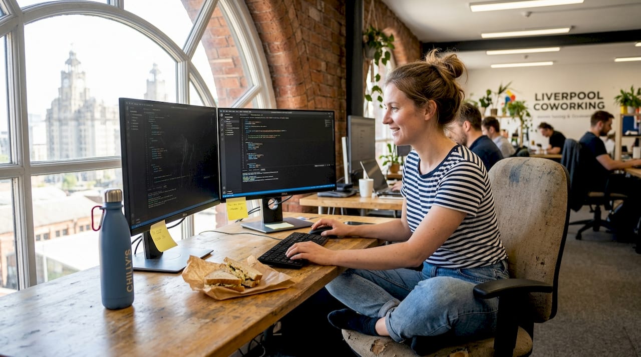 Web designer editing website in Liverpool office