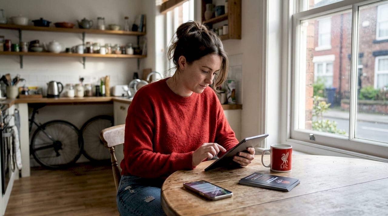 Woman managing social media for Liverpool business