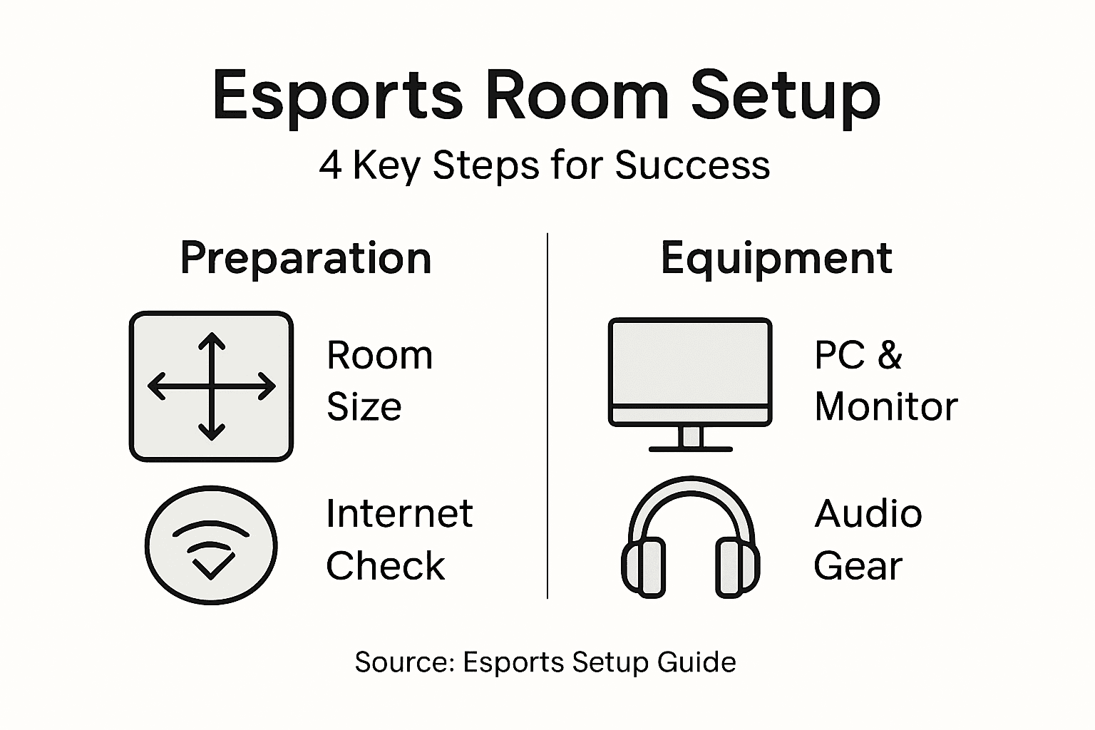 Infographic showing key esports setup steps