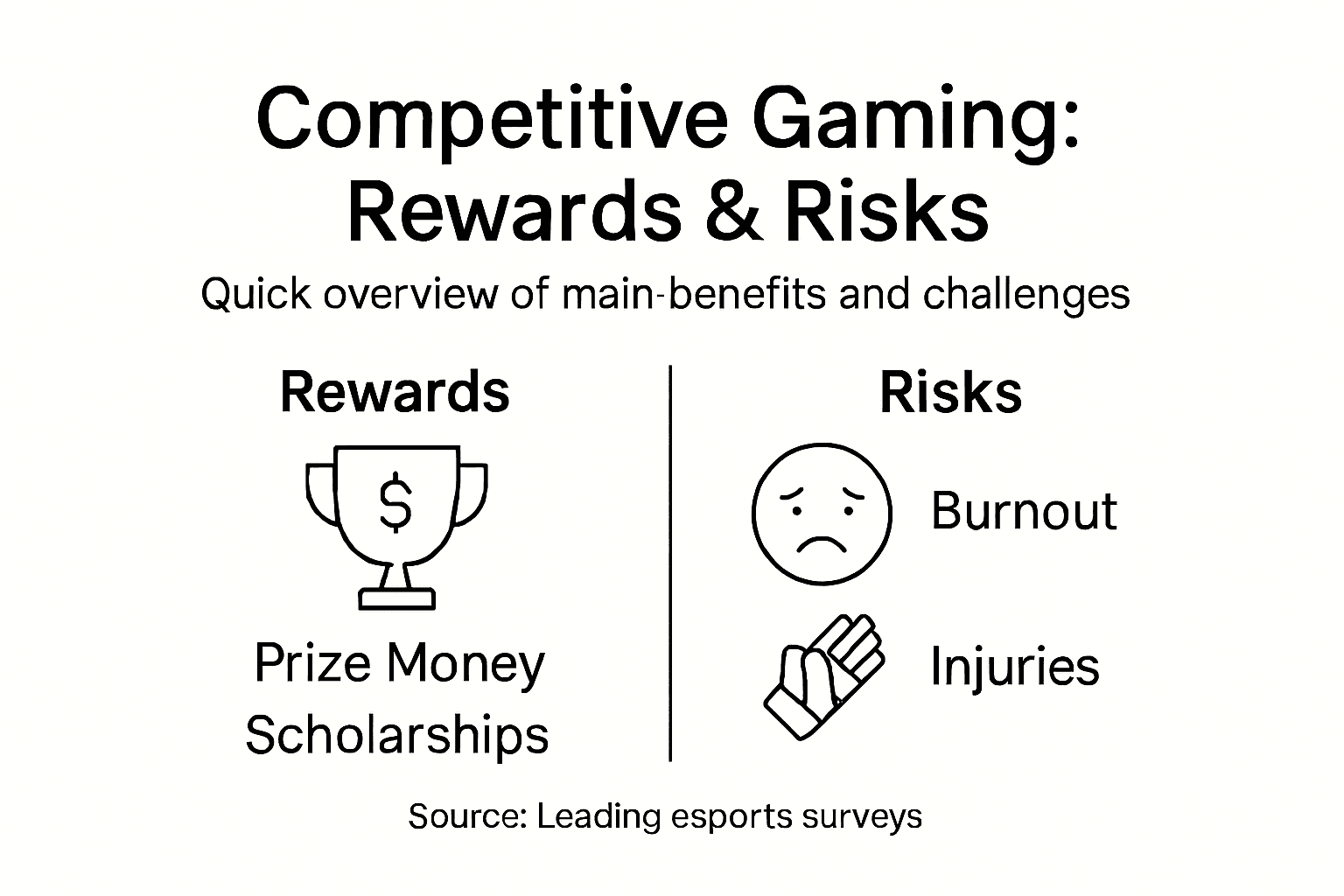 Infographic showing rewards and risks of esports